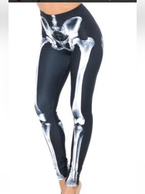 X-ray Black Skeleton Bone LEGS Pants Plus Size Women Halloween Costume Leggings
